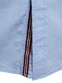 Linen Look Long-Sleeved Shirt with Stand Collar