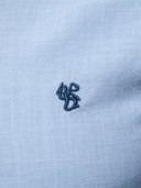 Linen Look Long-Sleeved Shirt with Stand Collar