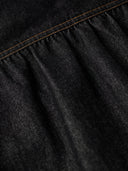 Elbow Corduroy Patches Collarless Denim Jacket