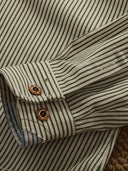 Hickory Stripe Work Shirt with Color-Block Accents
