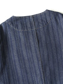 Jacquard Stripe V-Neck Denim Jacket