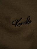 "Cat Wearing Helmet" Print & Karaku Logo Embroidery V-Gusset Sweatshirt