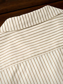 "KaraKu" Diamond Embroidered Logo Pinstripe Open Collar Shirt