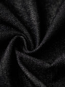 Elbow Corduroy Patches Collarless Denim Jacket