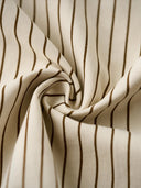 "KaraKu" Diamond Embroidered Logo Pinstripe Open Collar Shirt