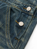 Distressed Finish Color-Block Pocket Combination Overalls