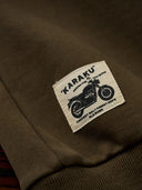 "Cat Wearing Helmet" Print & Karaku Logo Embroidery V-Gusset Sweatshirt