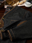 Elbow Corduroy Patches Collarless Denim Jacket