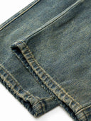 Distressed Finish Color-Block Pocket Combination Overalls