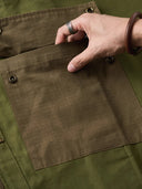 Cotton Piqué Panel Swedish Military Motorcycle Jacket with Hook Buttons