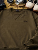 "Cat Wearing Helmet" Print & Karaku Logo Embroidery V-Gusset Sweatshirt