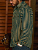 Distressed Vintage Stripe Heavy Duty Overshirt