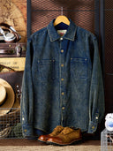 [Pre-Order] Washed Corduroy Denim Work Shirt with Leather Tag