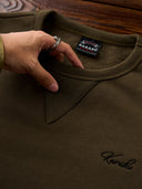 "Cat Wearing Helmet" Print & Karaku Logo Embroidery V-Gusset Sweatshirt