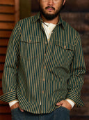 Distressed Vintage Stripe Heavy Duty Overshirt
