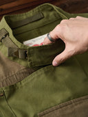 Cotton Piqué Panel Swedish Military Motorcycle Jacket with Hook Buttons