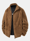 Geometric Jacquard Teddy Jacket