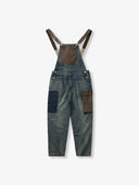 Distressed Finish Color-Block Pocket Combination Overalls