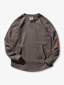 Heavyweight Crewneck Sweatshirt with Suede Elbow Patches and Loop-Back Lining