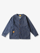 Jacquard Stripe V-Neck Denim Jacket