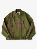 Cotton Piqué Panel Swedish Military Motorcycle Jacket with Hook Buttons