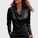 Sylvie | Blouse with luxurious shine and pleated collar