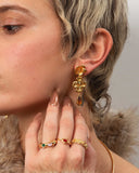 Amber Dew Floral Cross - Earrings - Stainless steel