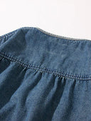 Contrast Button Collarless Denim Jacket