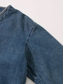 Contrast Button Collarless Denim Jacket