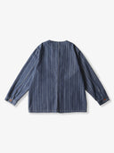 Jacquard Stripe V-Neck Denim Jacket