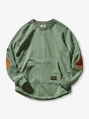 Heavyweight Crewneck Sweatshirt with Suede Elbow Patches and Loop-Back Lining