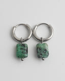 Square Stone - Oorbellen - Stainless Steel