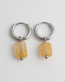 Square Stone - Oorbellen - Stainless Steel