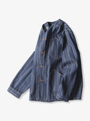 Jacquard Stripe V-Neck Denim Jacket