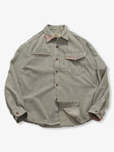 Hickory Stripe Work Shirt with Color-Block Accents