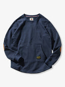 Heavyweight Crewneck Sweatshirt with Suede Elbow Patches and Loop-Back Lining
