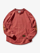 Heavyweight Crewneck Sweatshirt with Suede Elbow Patches and Loop-Back Lining