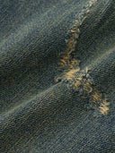 Distressed Finish Color-Block Pocket Combination Overalls