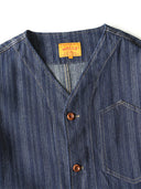 Jacquard Stripe V-Neck Denim Jacket