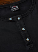 Improved Henley Neck T-Shirt with Turquoise-style Buttons