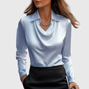 Sylvie | Blouse with luxurious shine and pleated collar
