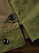 Cotton Piqué Panel Swedish Military Motorcycle Jacket with Hook Buttons