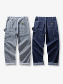 Raw Denim & Striped Denim Multi-Pocket Work Pants