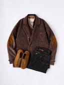 Elbow Suede Patches Washed Corduroy Tailored Jacket