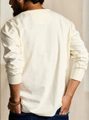 Türkisfarbenes Henley-Langarm-T-Shirt mit 5 Knöpfen