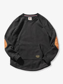 Heavyweight Crewneck Sweatshirt with Suede Elbow Patches and Loop-Back Lining