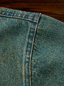 Denim Work Shirt with Retro Print and Corduroy Contrast Collar