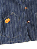 Jacquard Stripe V-Neck Denim Jacket