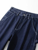 Raw Denim & Striped Denim Multi-Pocket Work Pants