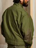 Cotton Piqué Panel Swedish Military Motorcycle Jacket with Hook Buttons